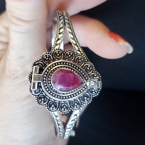 New Kashmir Ruby 925 Silver Poison Cuff Bracelet. - Picture 7 of 9